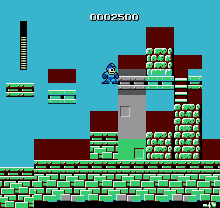Mega Man in a collapsed ruin